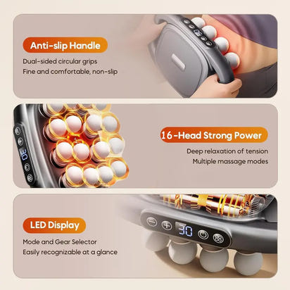 Caloo™ 16-Head Deep Tissue Massage Gun with Red-Light Therapy